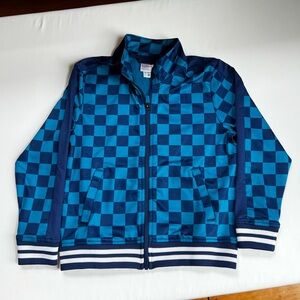 Hanna Anderson size 6/7 blue checkerboard track jacket